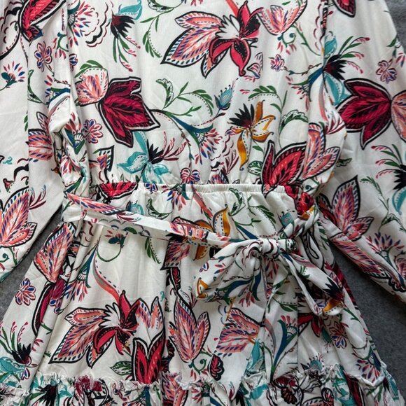 NWT Baltic Born Dress Womens Plus 2X Cream Floral Belted Tally Mini Ruffle Boho - Picture 6 of 12